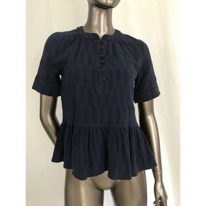 NWOT Everly blue navy 100% cotton short sleeves blouse Top